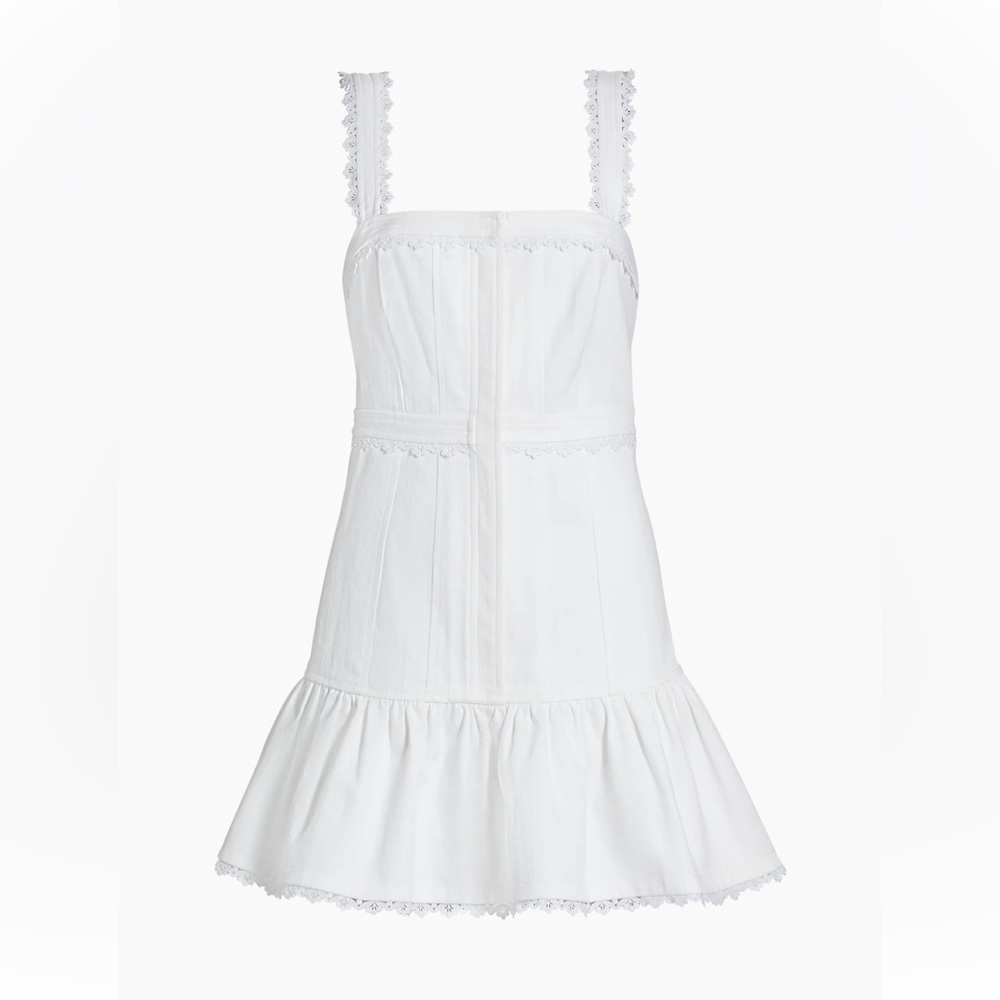 NEW 🦢Cinq à Sept
Vineyard Lace Minidress White Lace Trim Dress - Picture 8 of 9